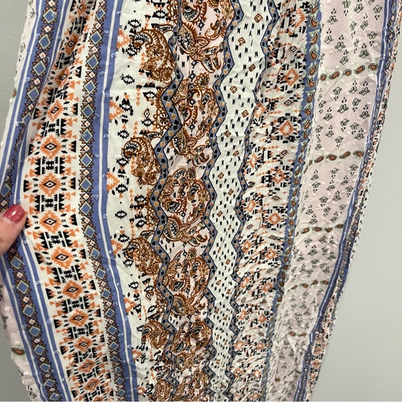 Francesca’s buttons Multicolor Aztec Patterned Sheet Maxi Skirt with Front Slit - Picture 8 of 10